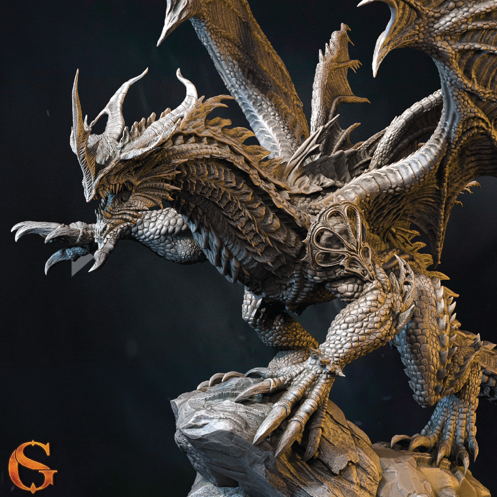 Archoclonius | Gold Dragon Miniature | 3D Resin Print