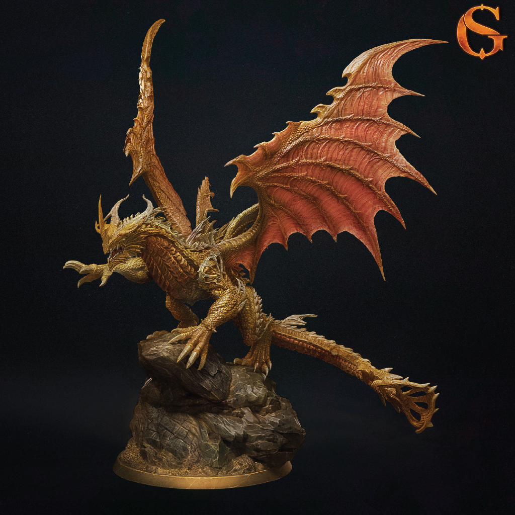 Archoclonius | Gold Dragon Miniature | 3D Resin Print