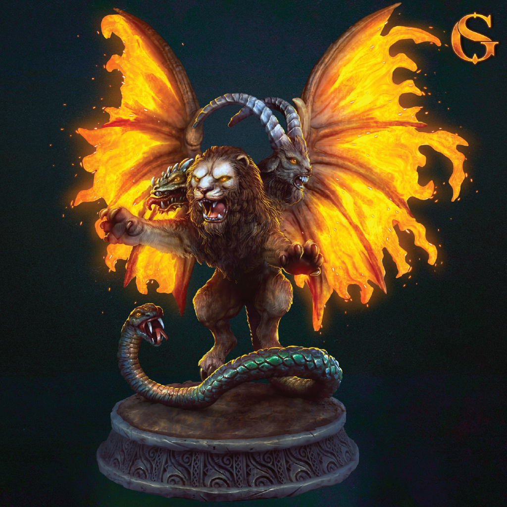 Burning Chimera | Mythical Miniature | 3D Resin Print