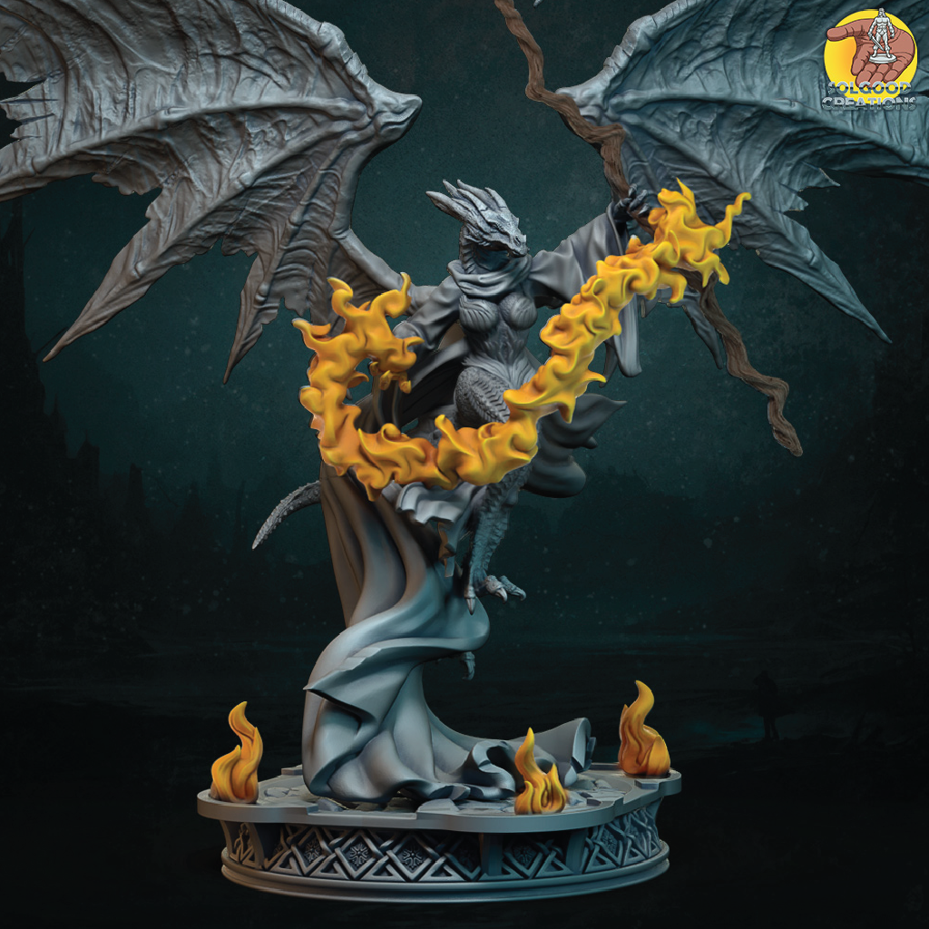 Dragonborn Sorceress | Dragonkin Miniature | 3D Resin Print