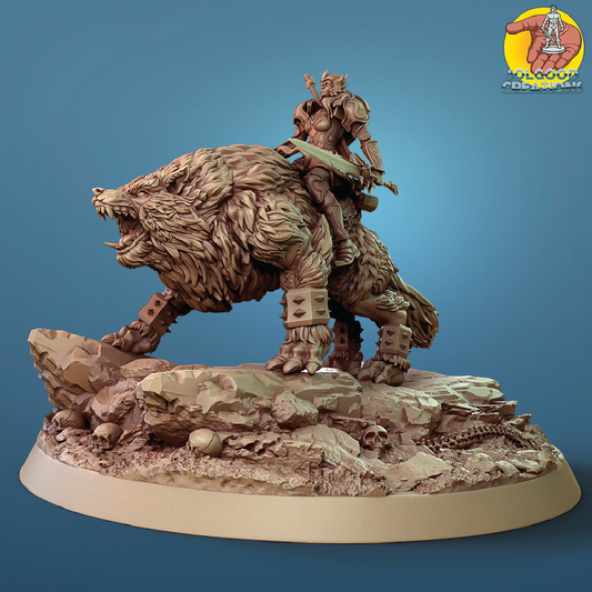 Wolfmount Cavalier | Warrior Diorama | 3D Resin Print