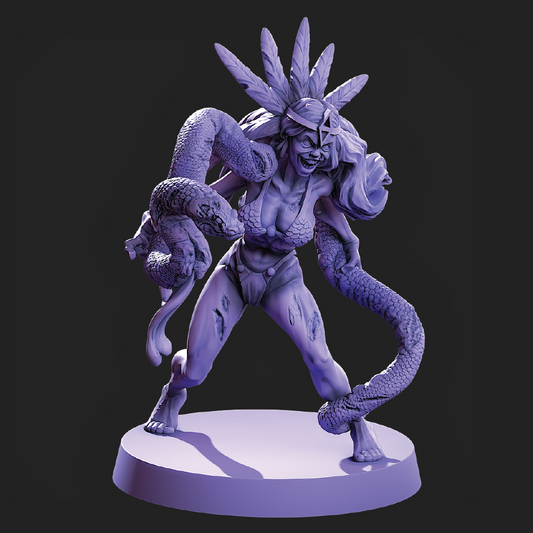 Snake Mistress | Zombie Miniature | 3D Resin Print