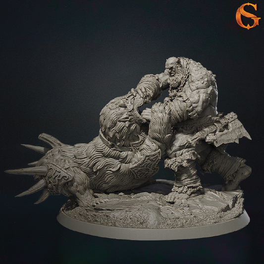 Troll vs Bear | Combat Diorama | 3D Resin Print