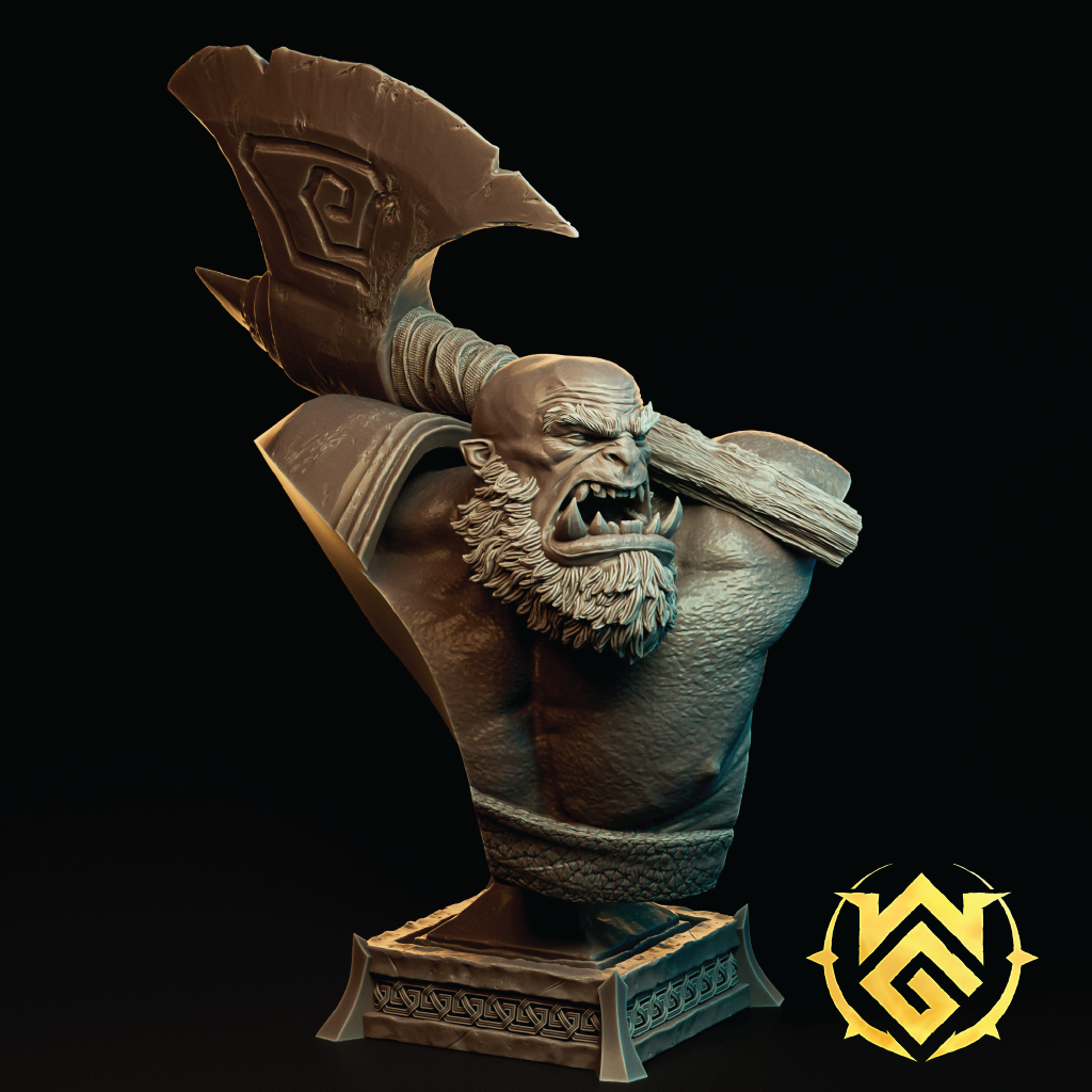 God Hewer Groc | Orc Barbarian Miniature | 3D Resin Print