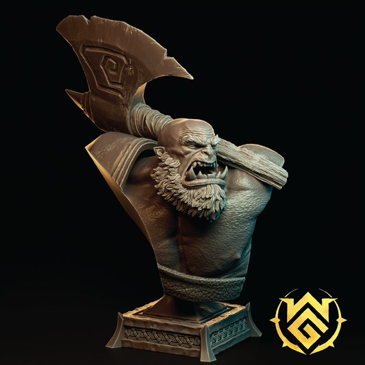 God Hewer Groc | Orc Barbarian Miniature | 3D Resin Print