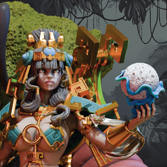 Moon Goddess Awilix | Mayan Miniature | 3D Resin Print