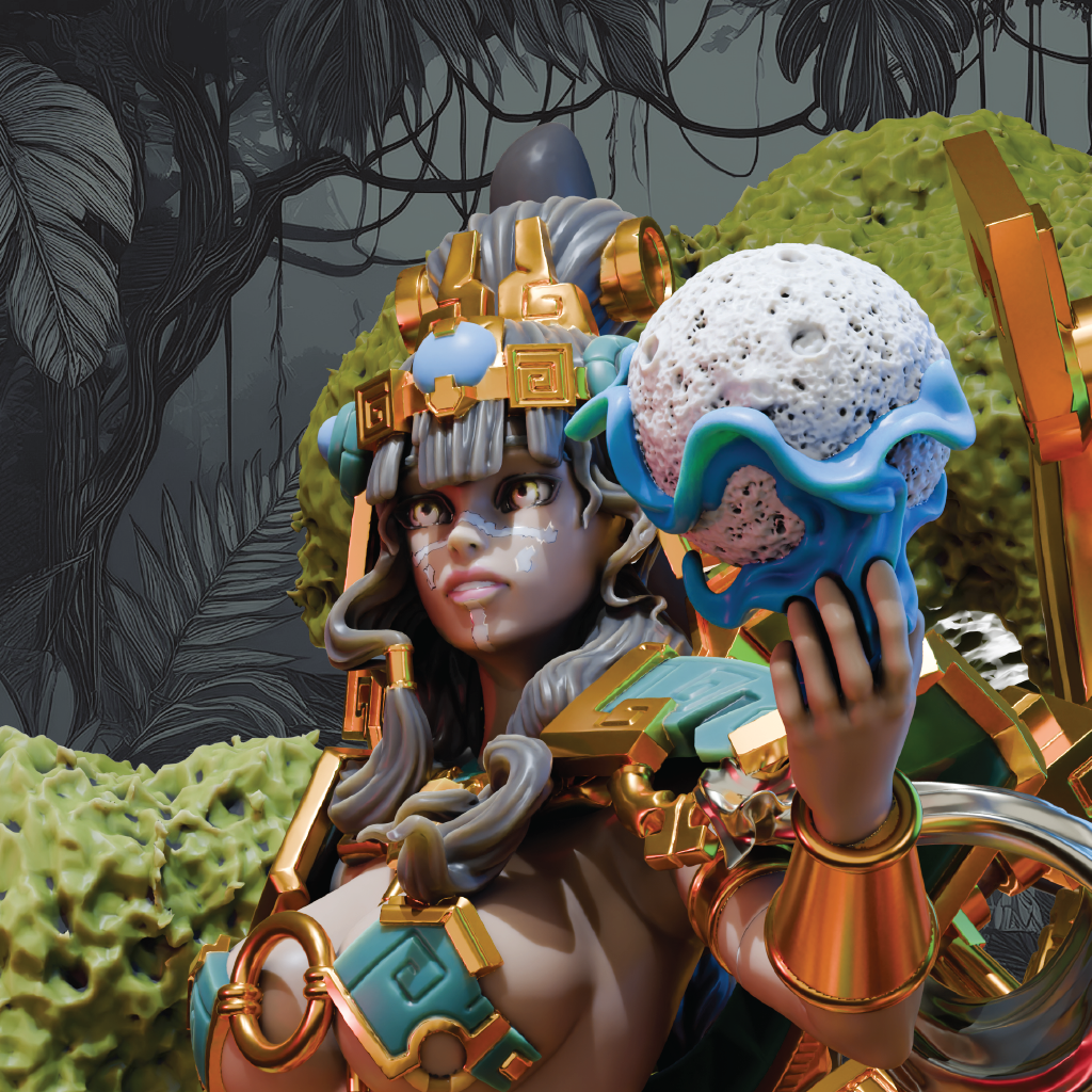 Moon Goddess Awilix | Mayan Miniature | 3D Resin Print