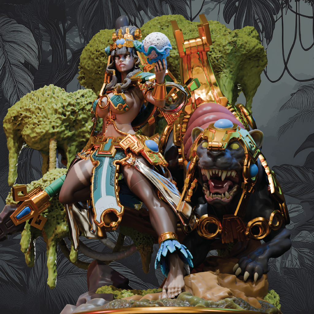 Moon Goddess Awilix | Mayan Miniature | 3D Resin Print