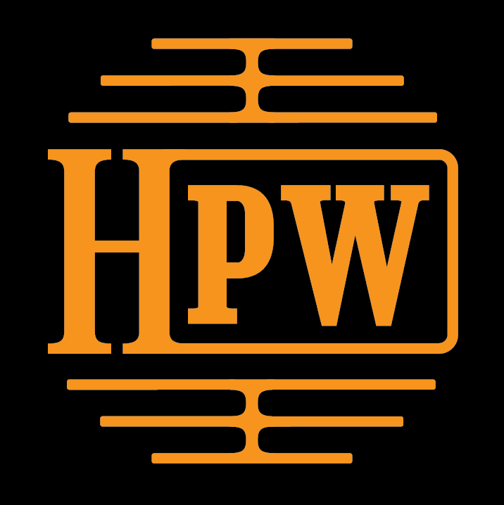 Orange 'HPW' logo on a black background