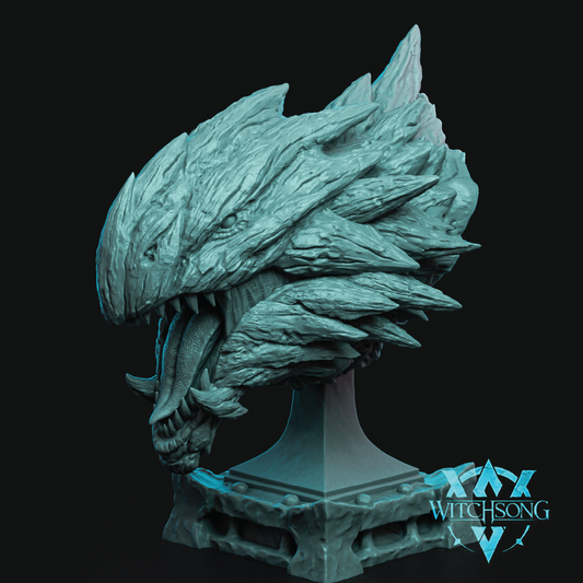 3D render of a bust of a lava dragon resin model
