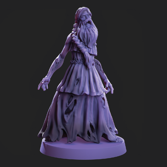 Bearded Woman | Zombie Miniature | 3D Resin Print