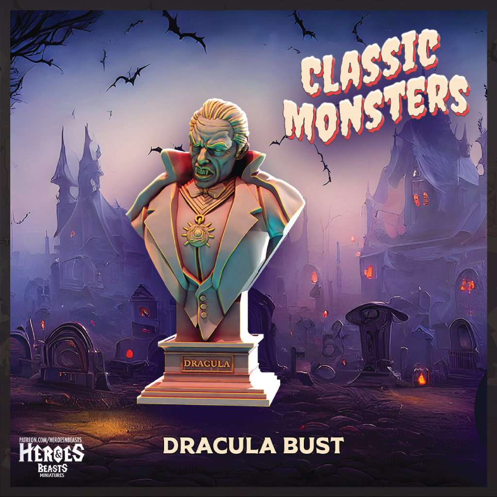 Dracula Bust | Vampire Statue | 3D Resin Print