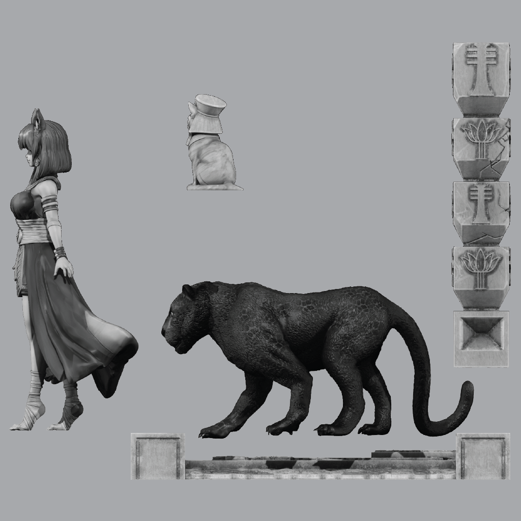Goddess Bastet | Egyptian Diorama | 3D Resin Print
