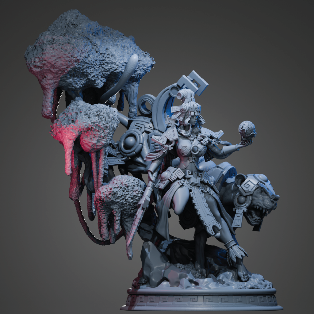Moon Goddess Awilix | Mayan Miniature | 3D Resin Print