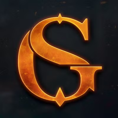 The SolGood Creations logo, a glowing orange letter G and S merged together on a dark background with faint embers in the air
