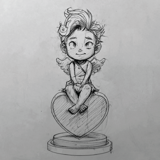 Concept art of a chibi-style Valentine cupid angel cherub miniature