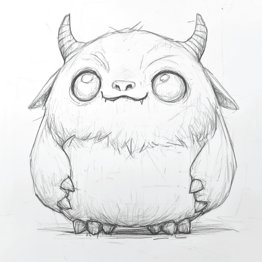 Concept art of a chibi-style yeti abominable snowman miniature