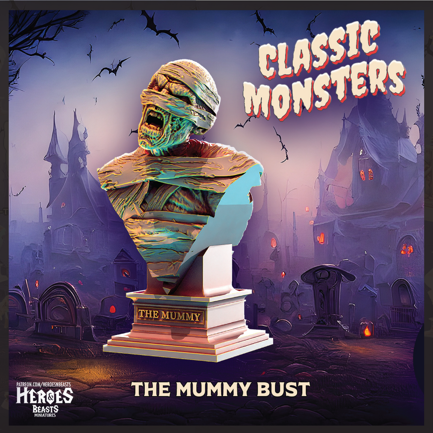 Mummy Bust | Undead Statue | 3D Resin Print