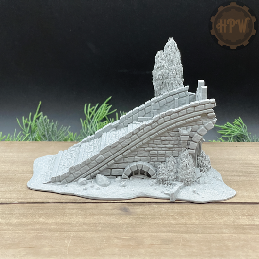 Bridge Half | Broken Roadway | Miniature Gaming Terrain Kit | 3DP4U | Medieval Town Set 2