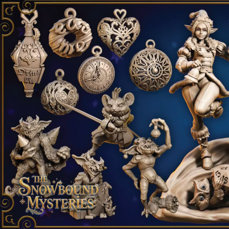 A cover photo of various Christmas themed ornaments and miniatures.