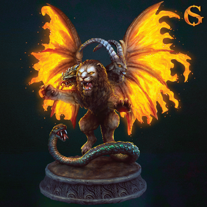 Burning Chimera | Mythical Miniature | 3D Resin Print