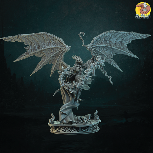 Dragonborn Sorceress | Dragonkin Miniature | 3D Resin Print