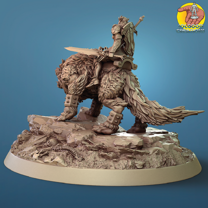 Wolfmount Cavalier | Warrior Diorama | 3D Resin Print