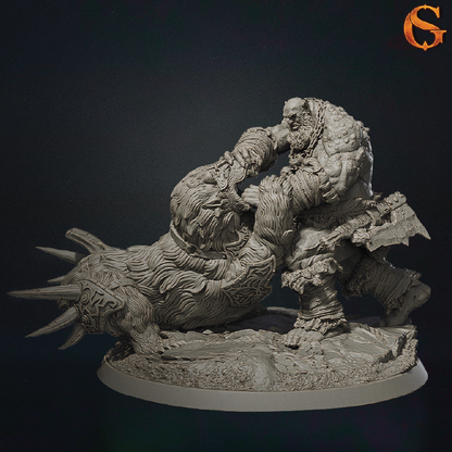 Troll vs Bear | Combat Diorama | 3D Resin Print