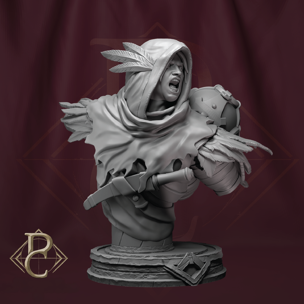 3D render of a aerial hunter bust