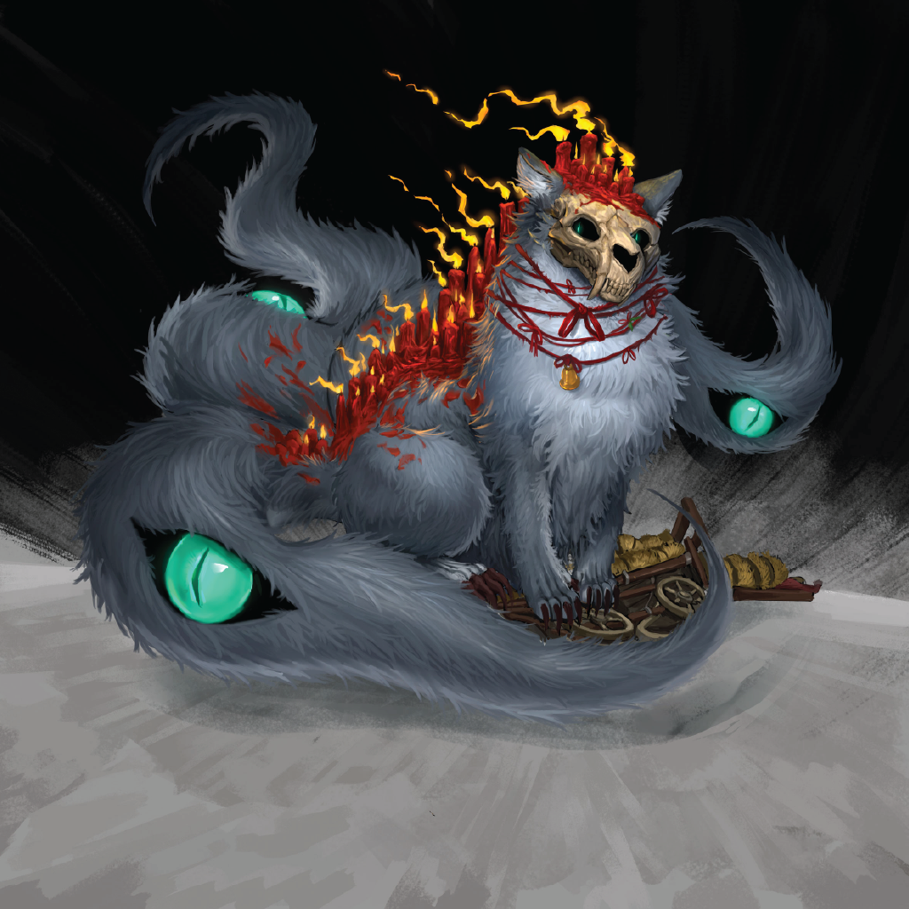 Concept art of a ethereal spirit cat based on Icelandic folklore