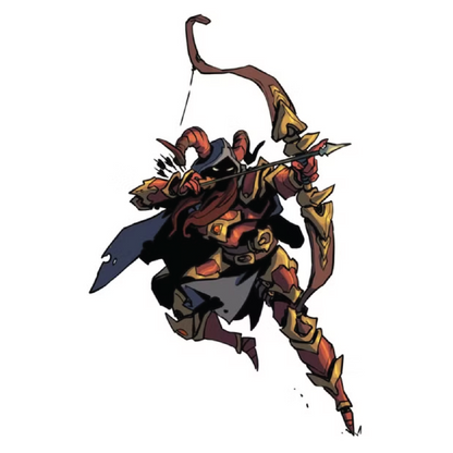 Colorful illustration of a warrior with armor and bow on a white background