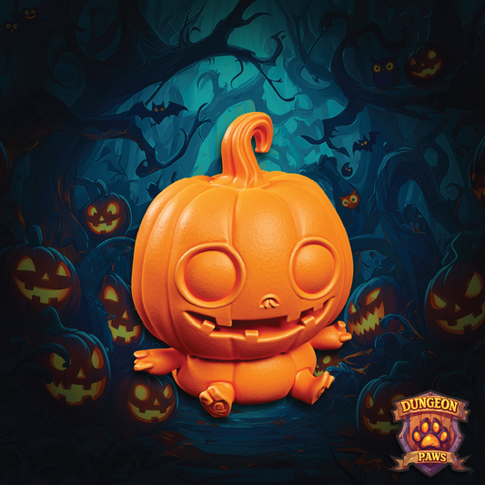 3D model of a chibi-style toddler kid child pumpkin gourd plant