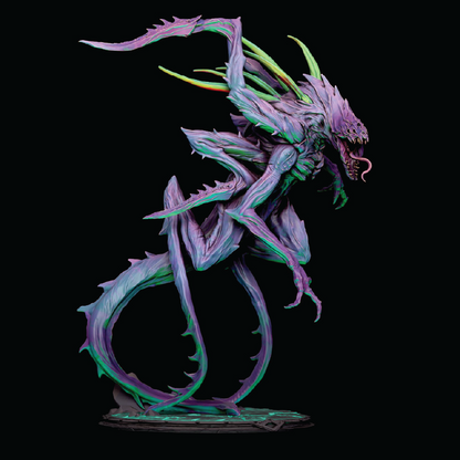 Colorful dragon sculpture on a black background