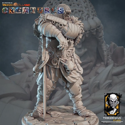 3D render of Bladric the Shadow Wolf human sentinel miniature for tabletop games