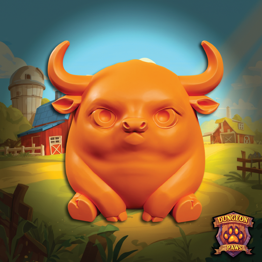 3D model of a chibi-style barn farm yard bull cow cattle miniature