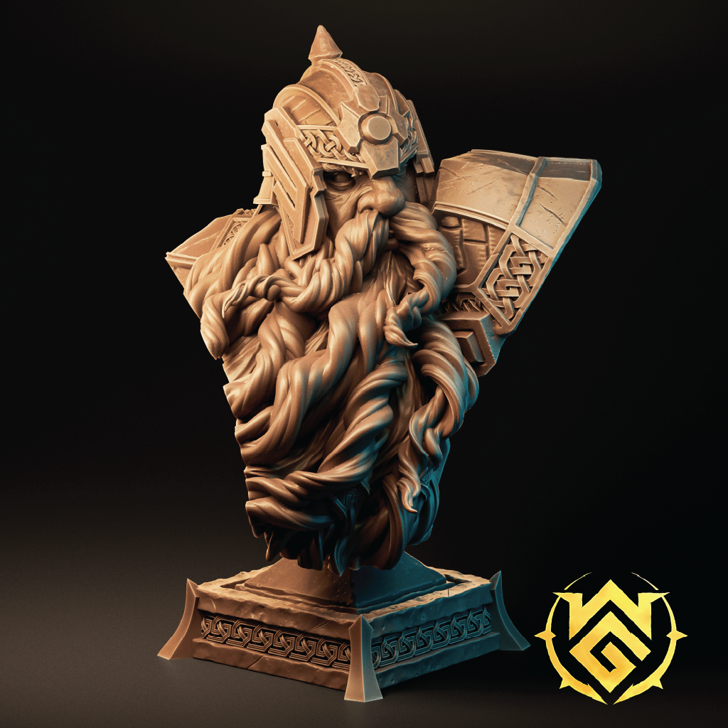 Render of a dwarf cleric miniature bust