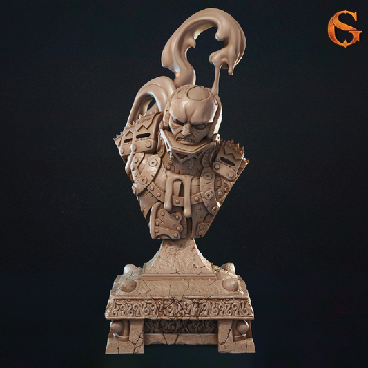 Decorative bust with intricate design on a dark background