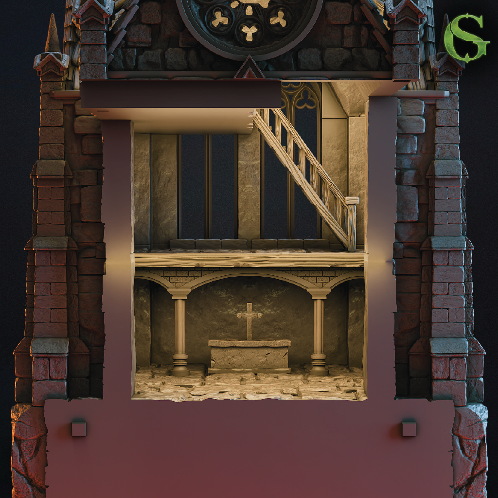 Cathedral of the Hollow Prayer | Ruined Church Terrain | 3D Filament Print