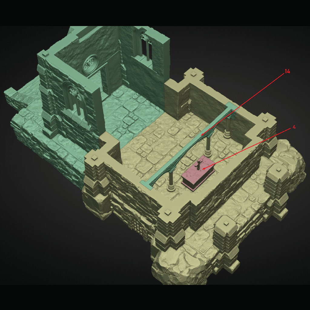 Cathedral of the Hollow Prayer | Ruined Church Terrain | 3D Filament Print