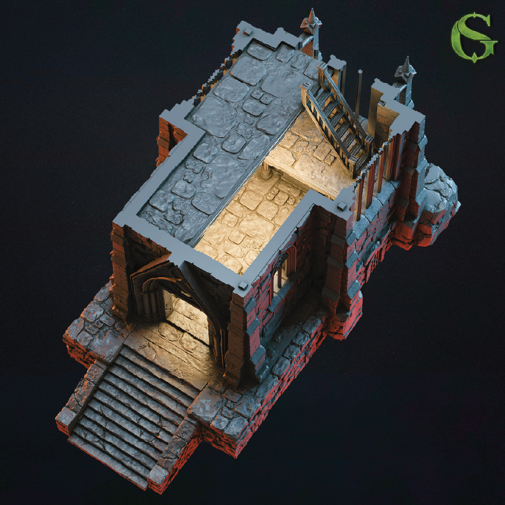 Cathedral of the Hollow Prayer | Ruined Church Terrain | 3D Filament Print