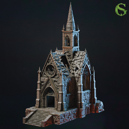 Cathedral of the Hollow Prayer | Ruined Church Terrain | 3D Filament Print