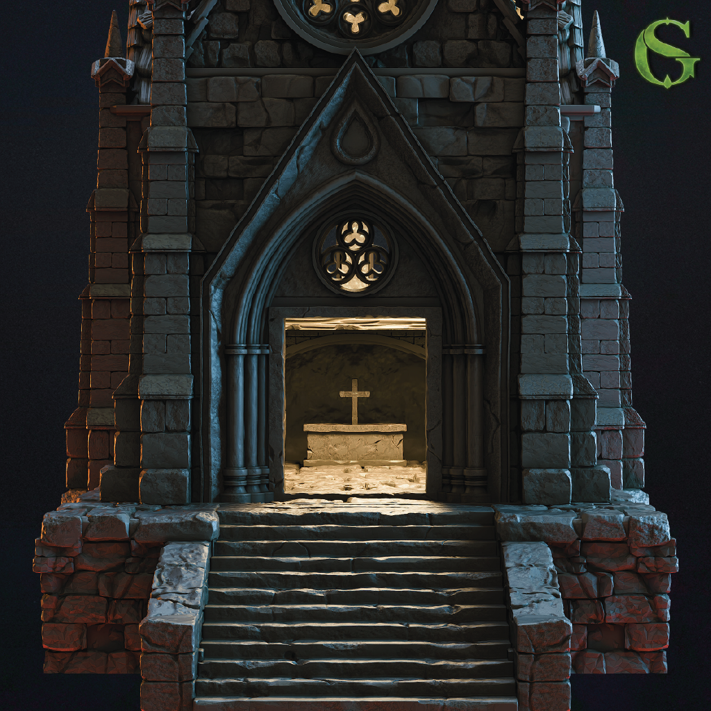 Cathedral of the Hollow Prayer | Ruined Church Terrain | 3D Filament Print