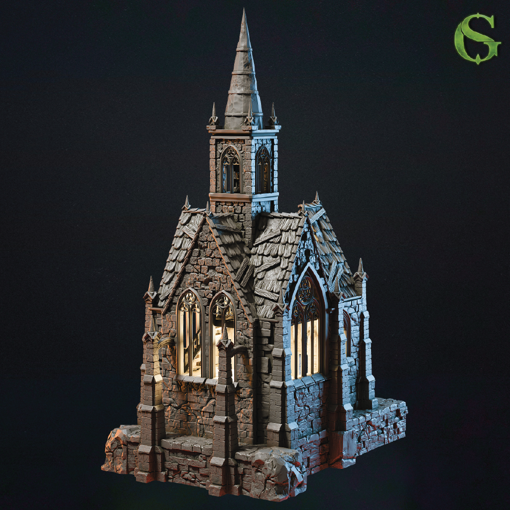Cathedral of the Hollow Prayer | Ruined Church Terrain | 3D Filament Print
