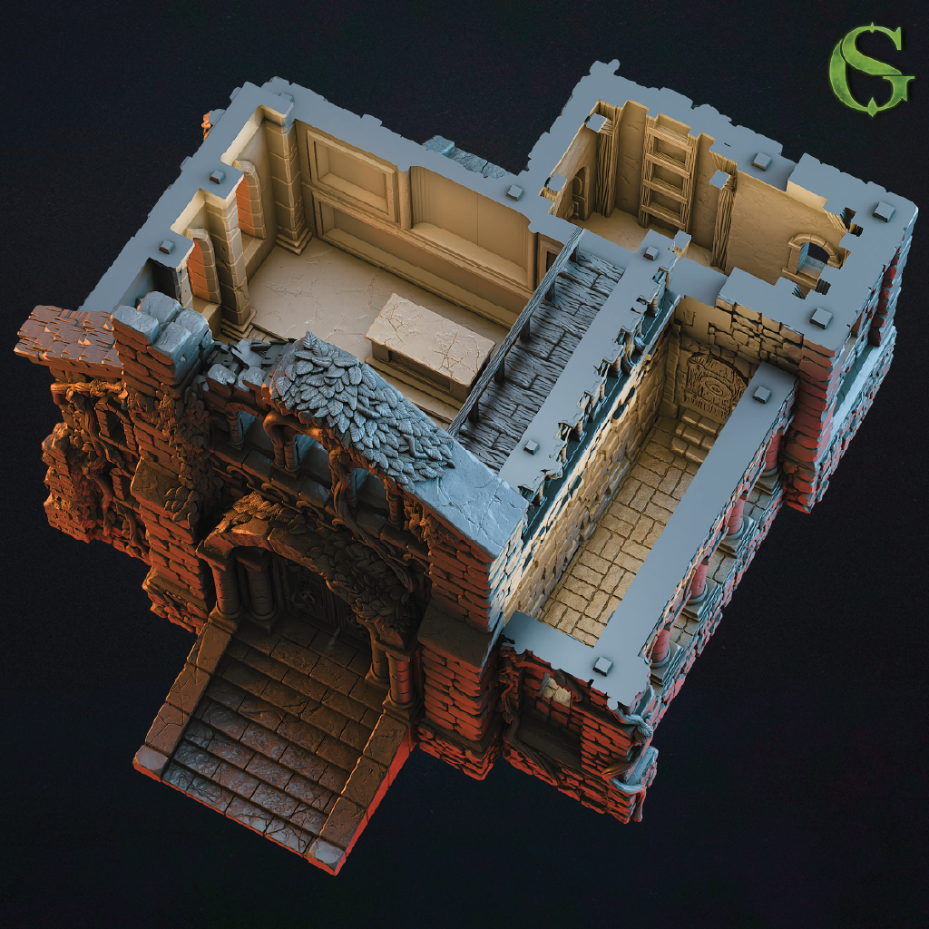 3D render of a stone church interior