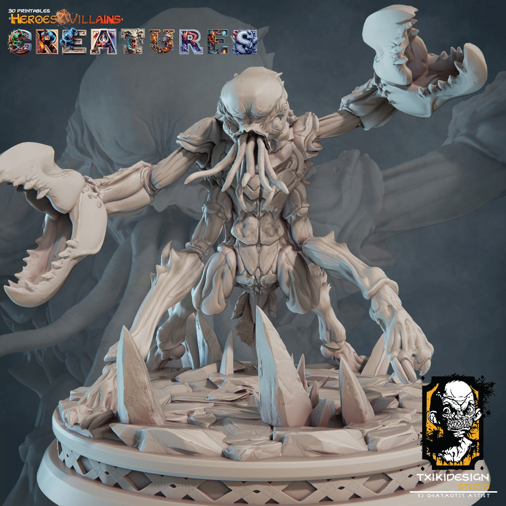 3D render of an eldritch crab crustacean miniature for tabletop gaming