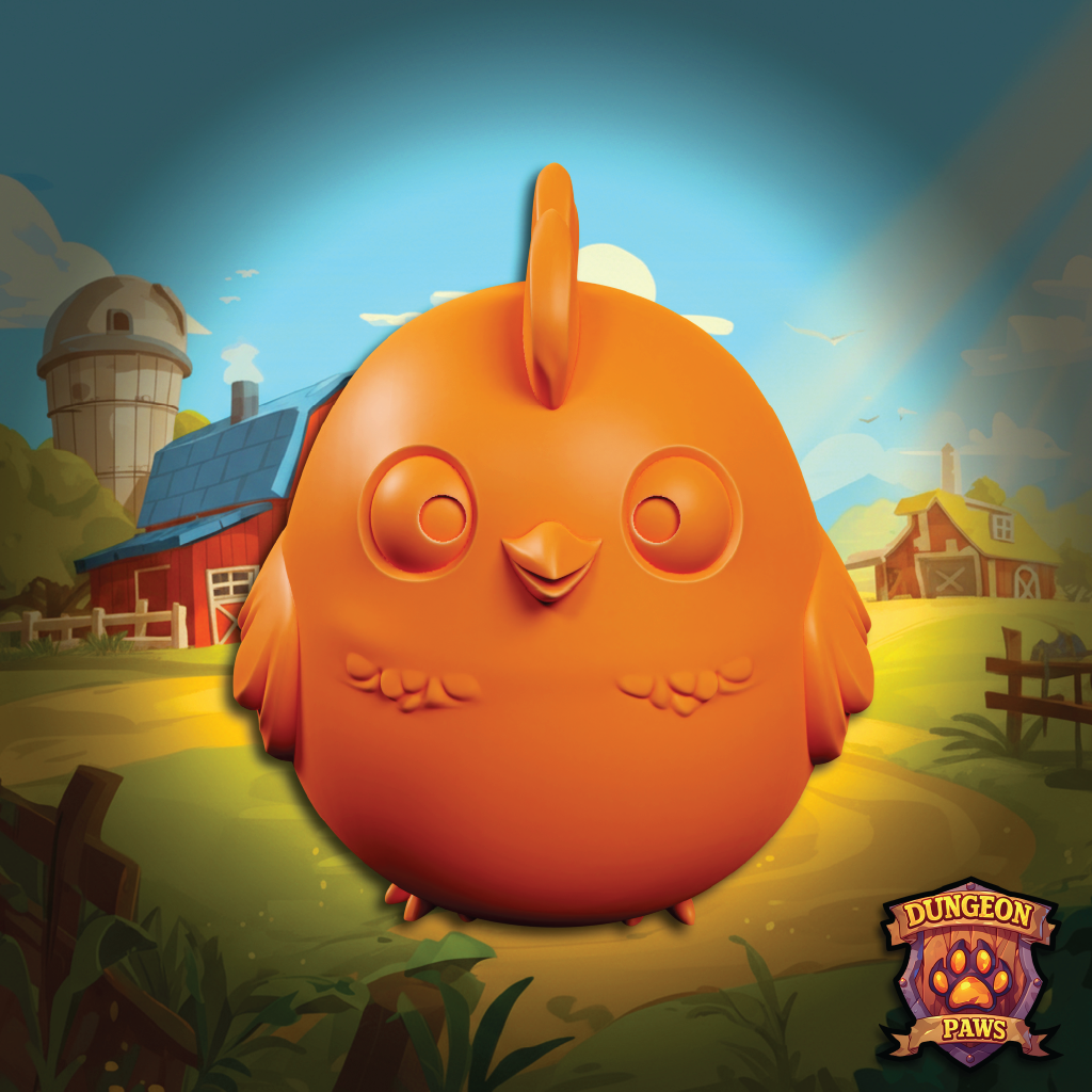 3D model of a chibi-style barn farm yard chicken rooster hen