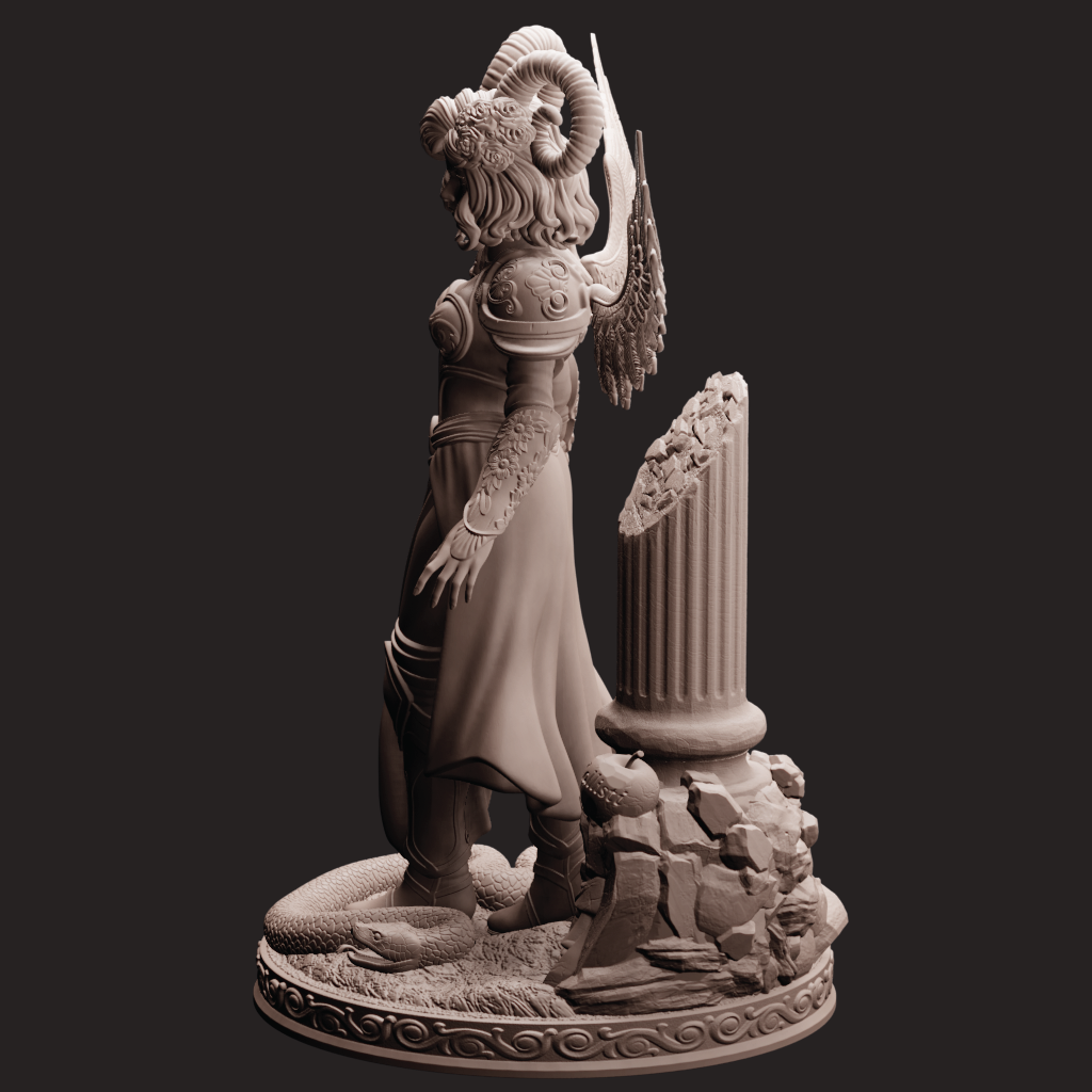 Statue of a warrior with armor and helmet on a dark background