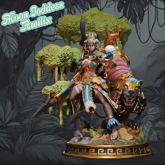 Moon Goddess Awilix | Mayan Miniature | 3D Resin Print