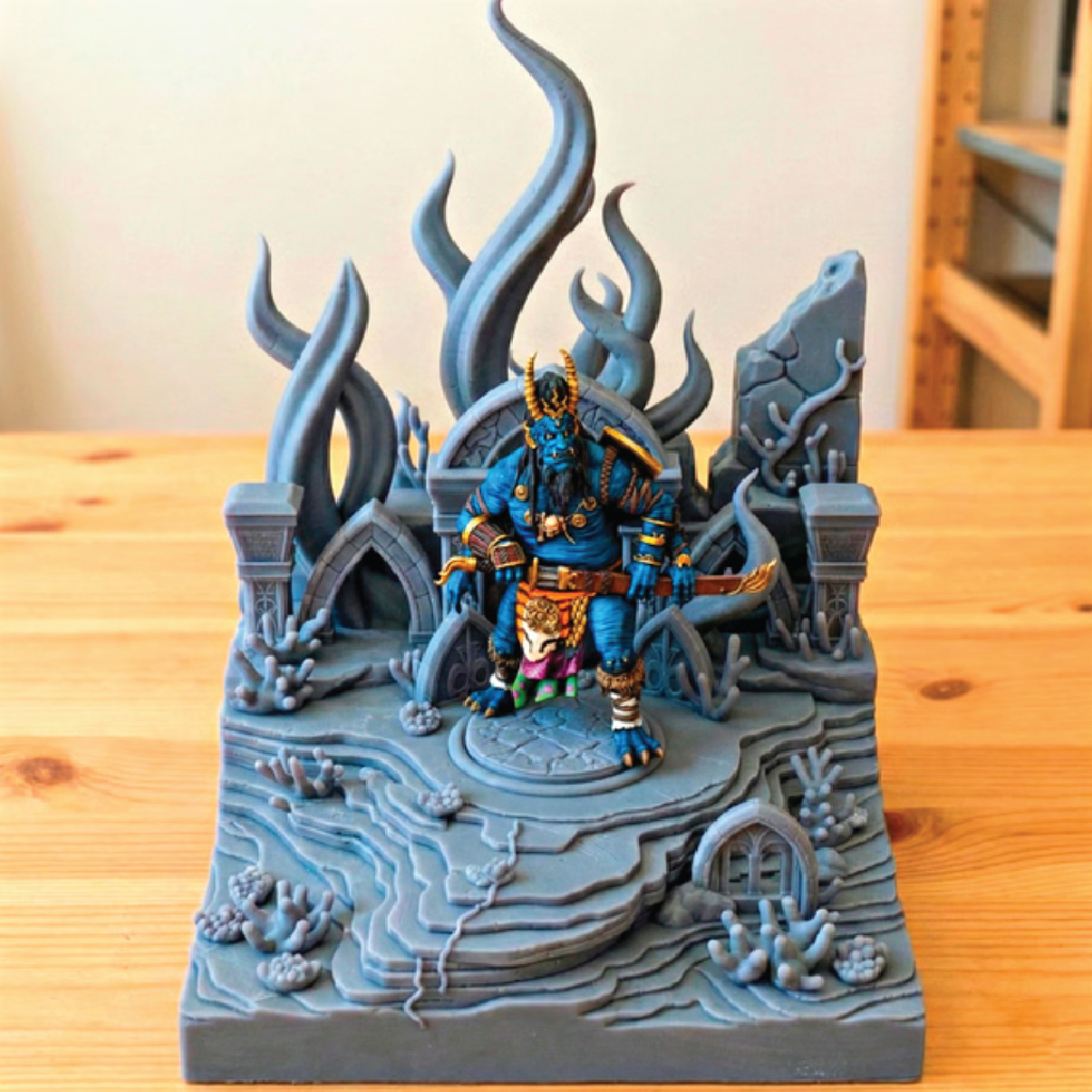 Decorative figurine with a fantasy character on a detailed base