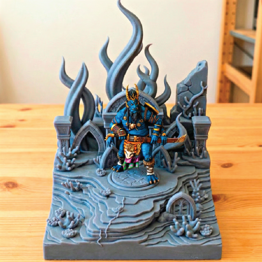 Decorative figurine with a fantasy character on a detailed base